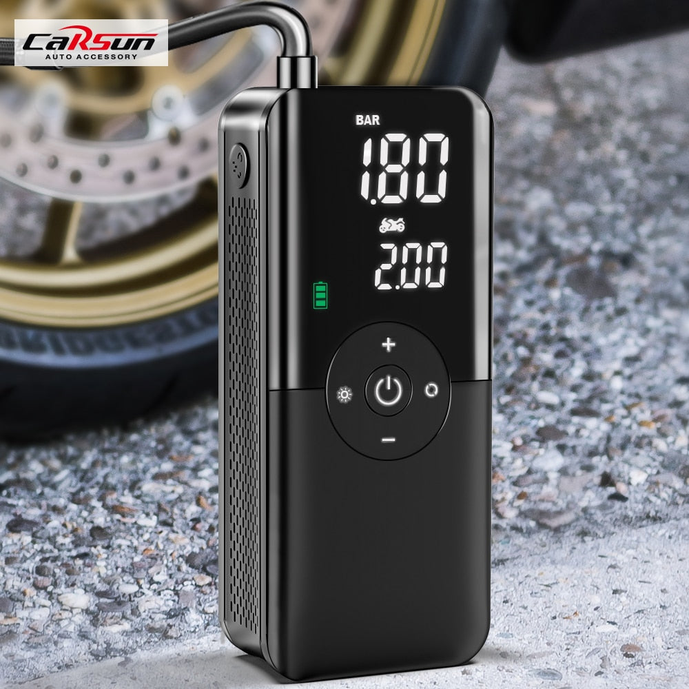Portable Tire Inflator Pump - 12V Car Air Compressor Emergency Kit ...