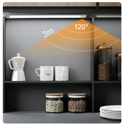 USB rechargeable cabinet light in kitchen - under cabinet LED lighting in use